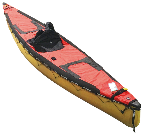 North Water Solo Canoe Spraydeck on Caribou S - Red
**This spray deck has an additional cargo hatch installed.  Extra fees apply.